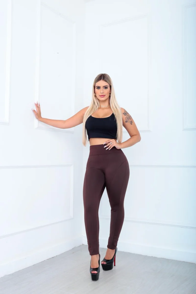 Calça montaria Marrom flanelada lisa peluciada - 2